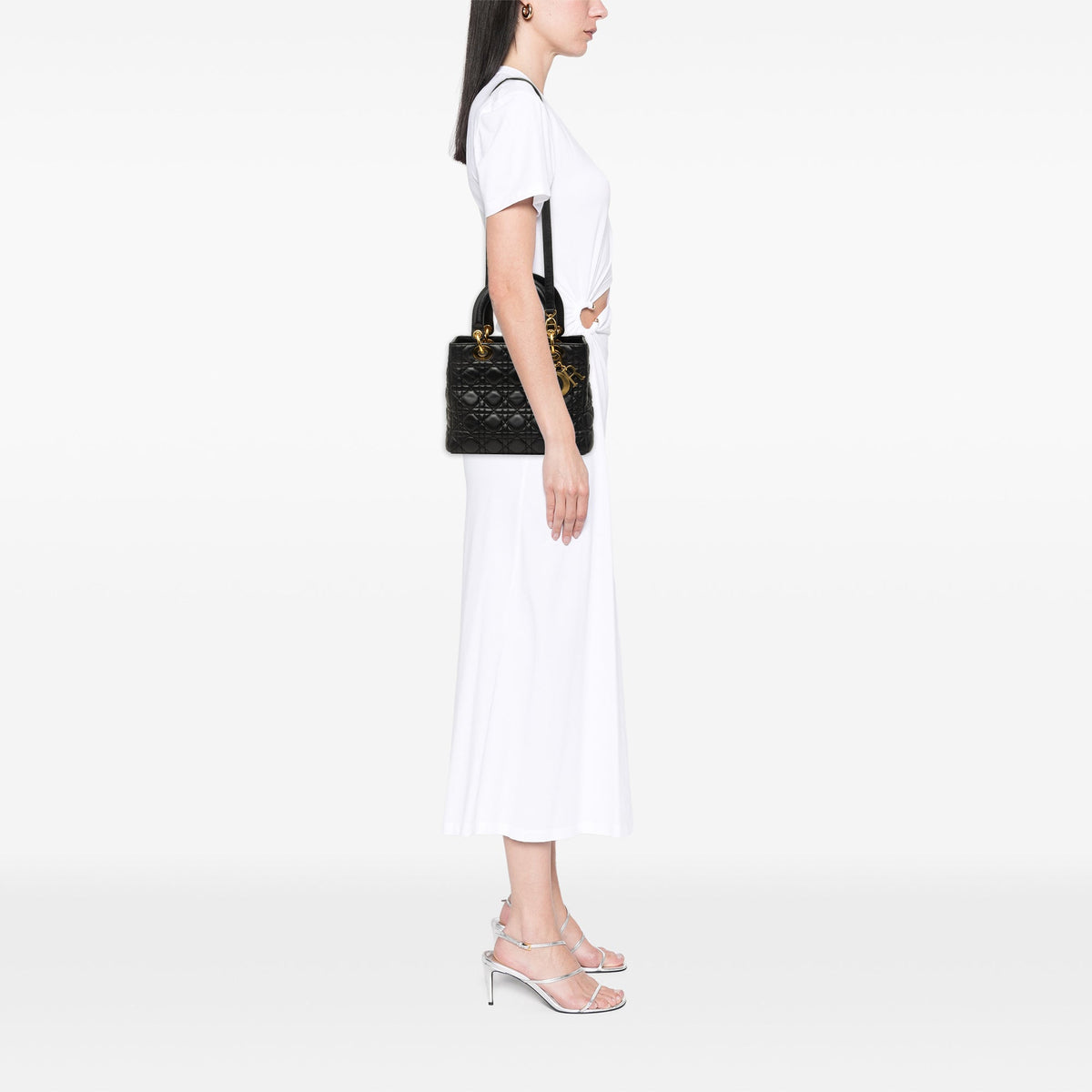 Dior Medium Lambskin Cannage Lady Dior — Black