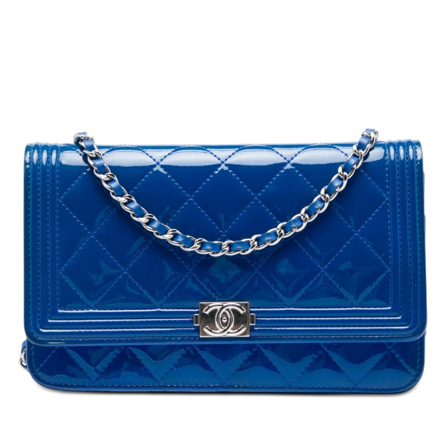 Chanel Quilted Patent Boy Wallet on Chain