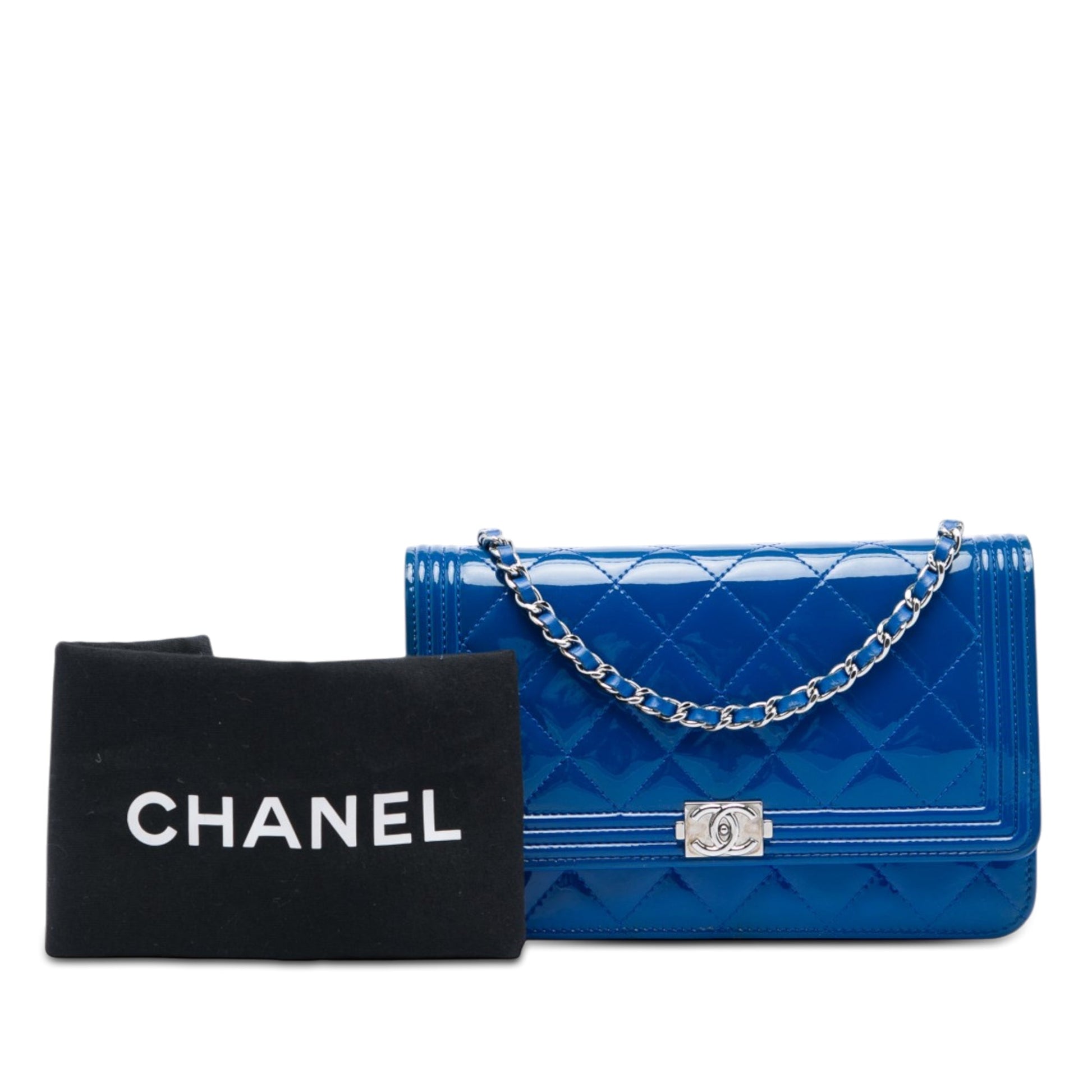Chanel Quilted Patent Boy Wallet on Chain