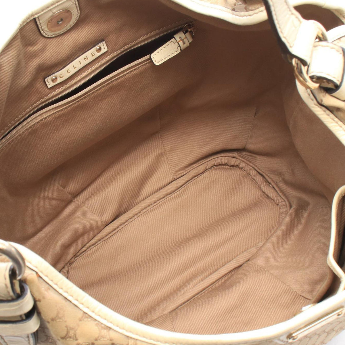 Celine Macadam Canvas Shoulder Bag — Beige