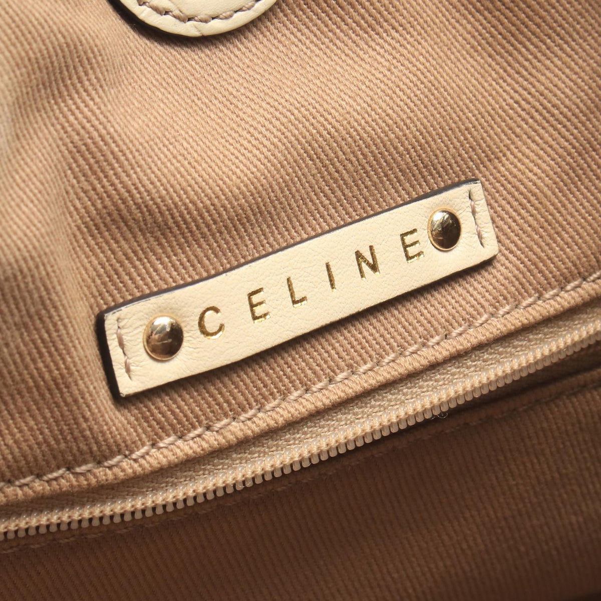 Celine Macadam Canvas Shoulder Bag — Beige