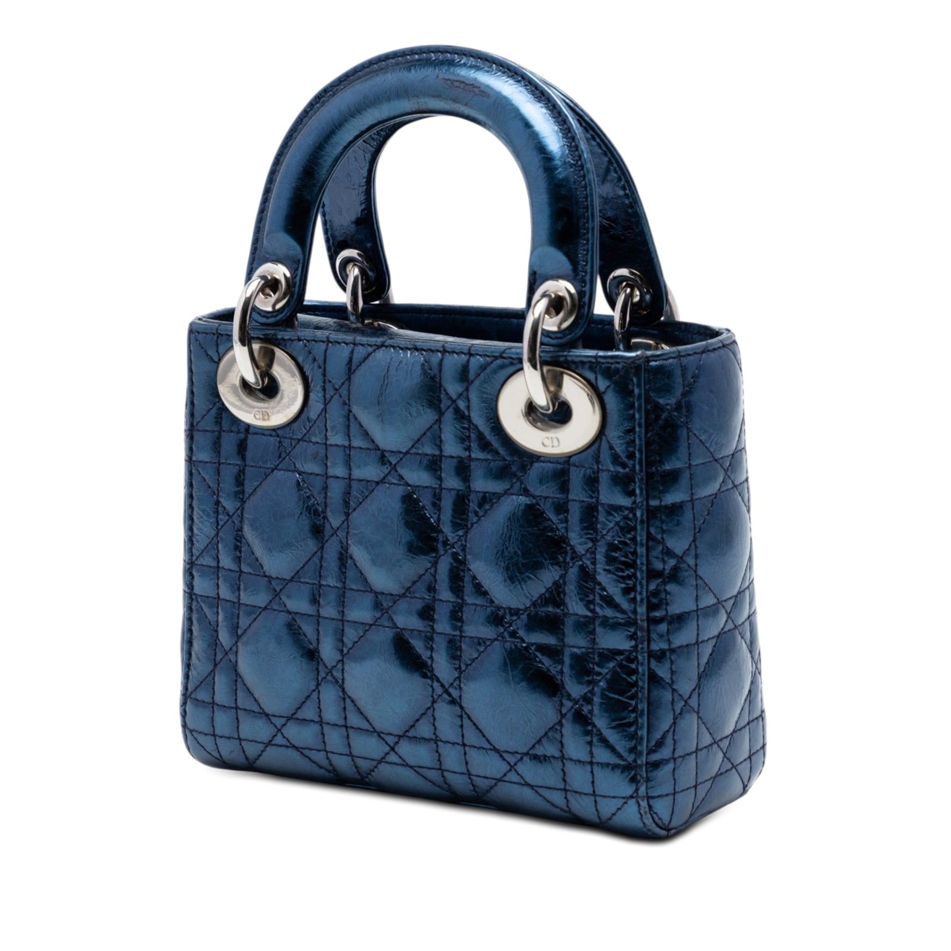 Dior Mini Metallic Calfskin Cannage Lady Dior
