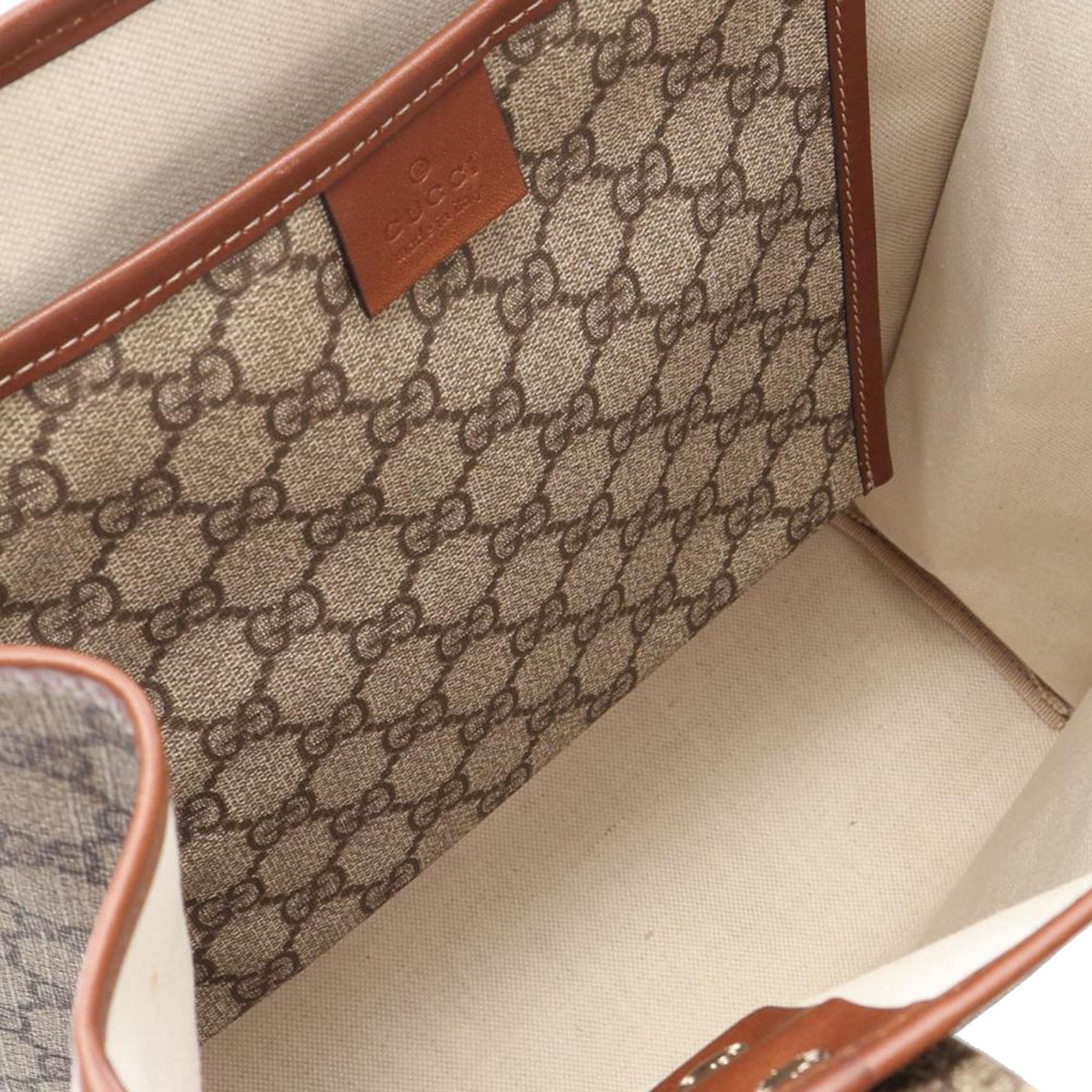 Gucci GG Supreme Web Tote — Beige