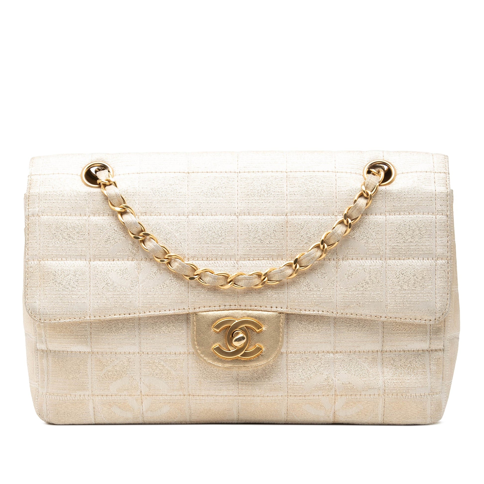 Chanel New Travel Line Medium Metallic Nylon Single Flap
