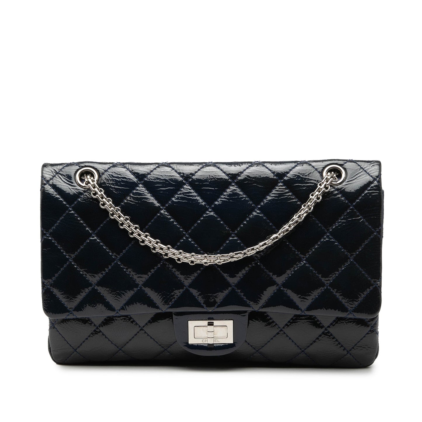 Quilted Distressed Patent Reissue 2.55 Double Flap 227