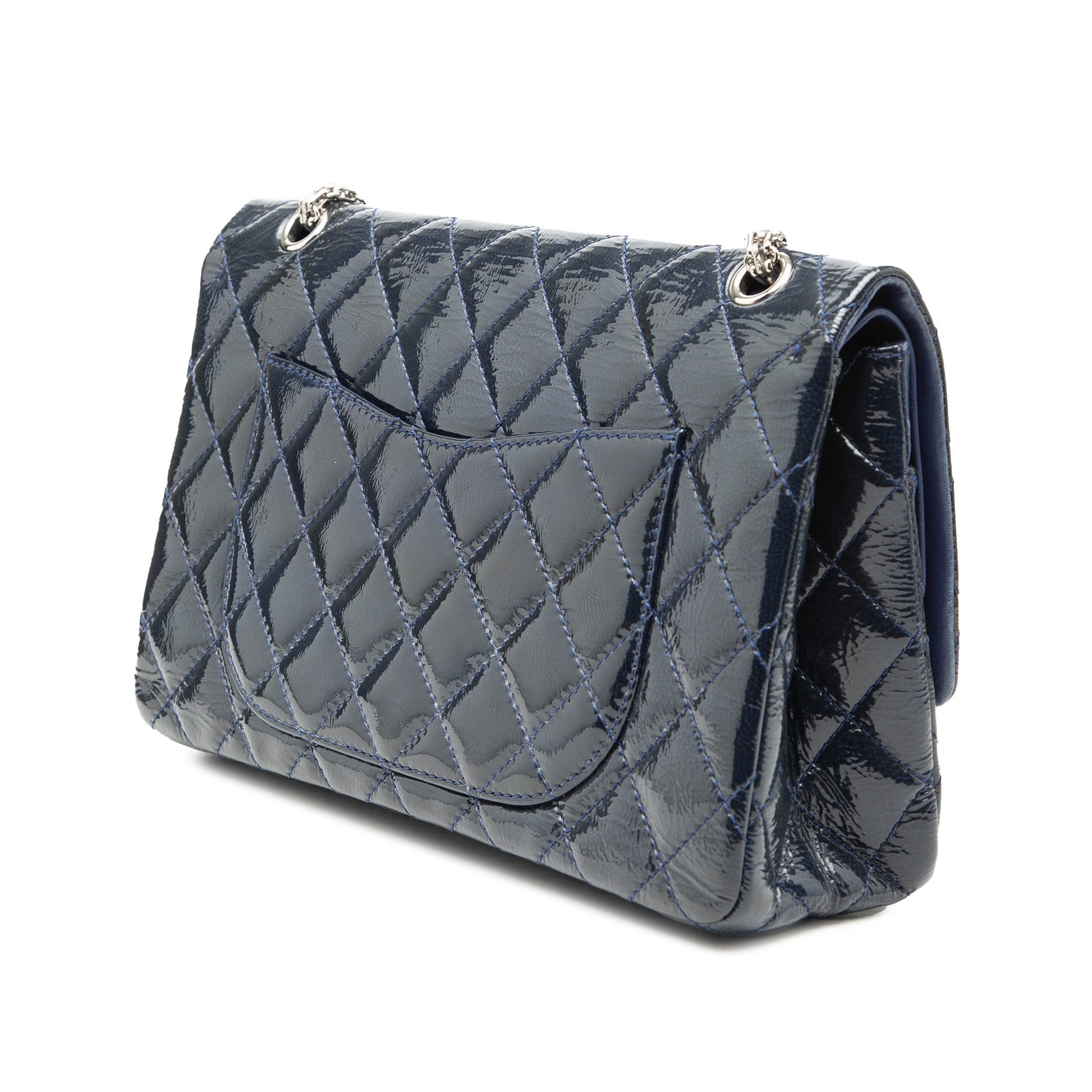 Quilted Distressed Patent Reissue 2.55 Double Flap 227