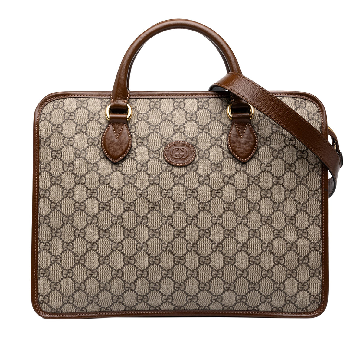 Gucci GG Supreme Interlocking G Laptop Bag — Beige