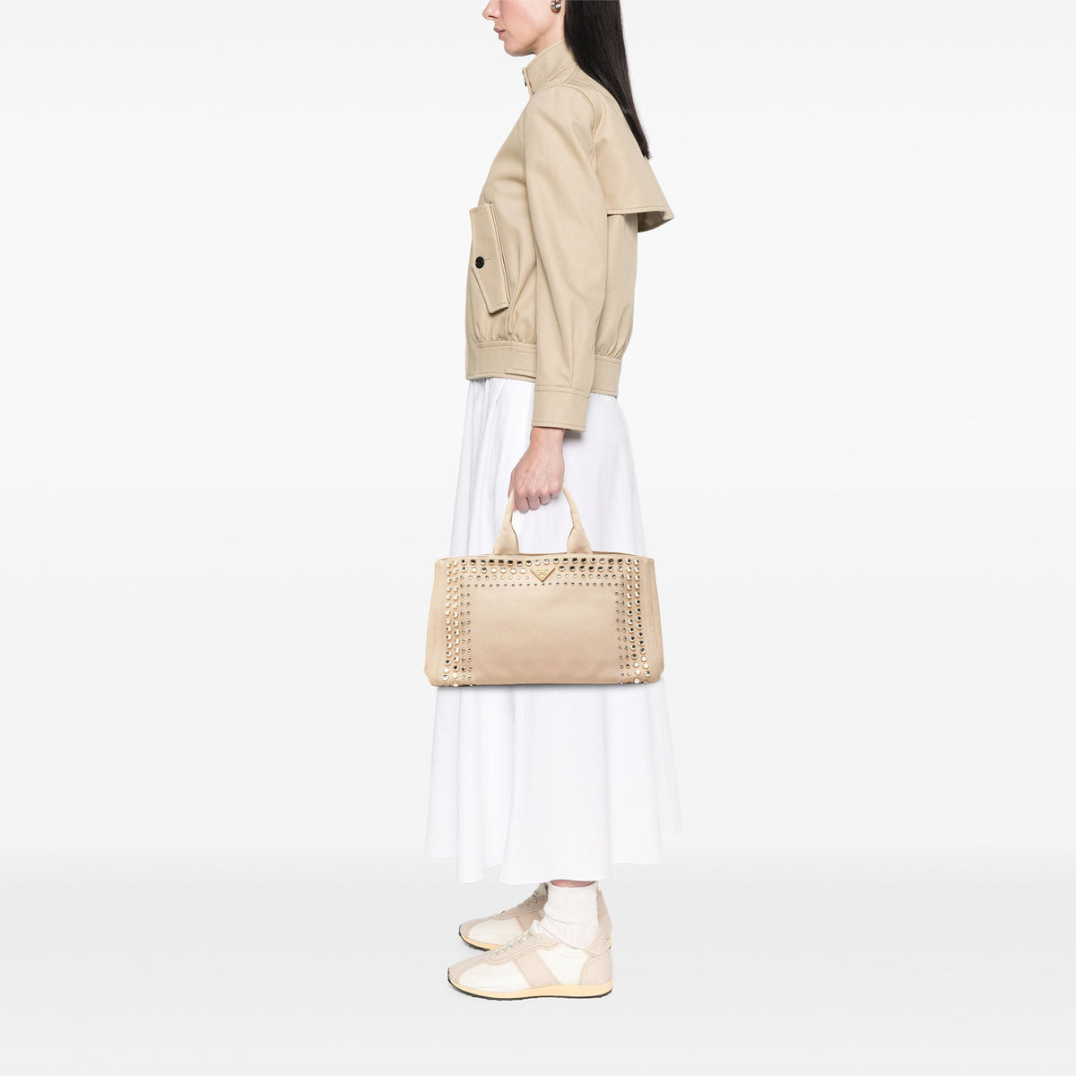 Prada Large Canvas Canapa Bijoux Satchel
