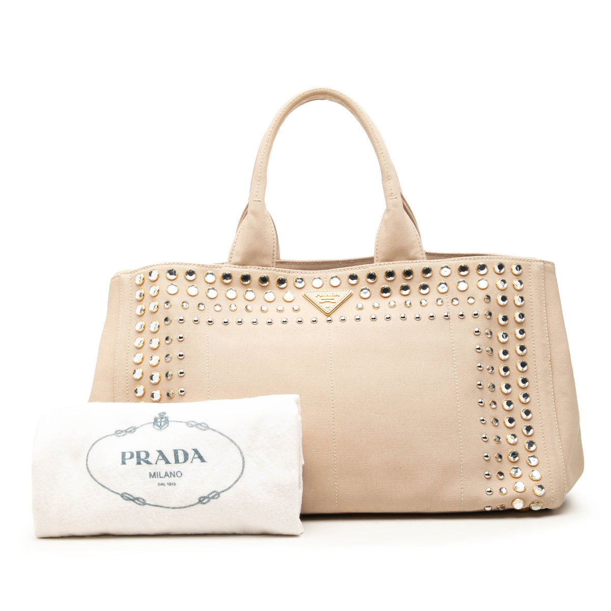 Prada Large Canvas Canapa Bijoux Satchel
