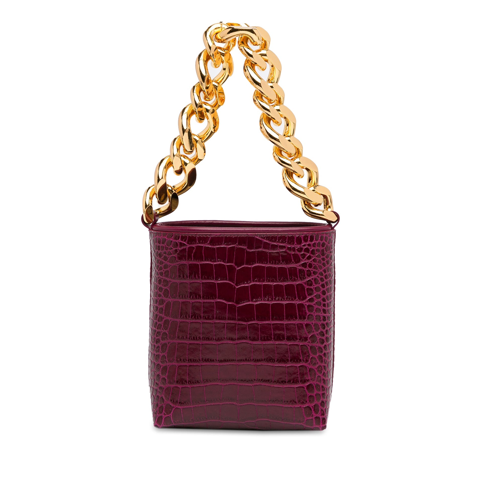 Tom Ford Mini Croc-Embossed Chain Bucket Bag