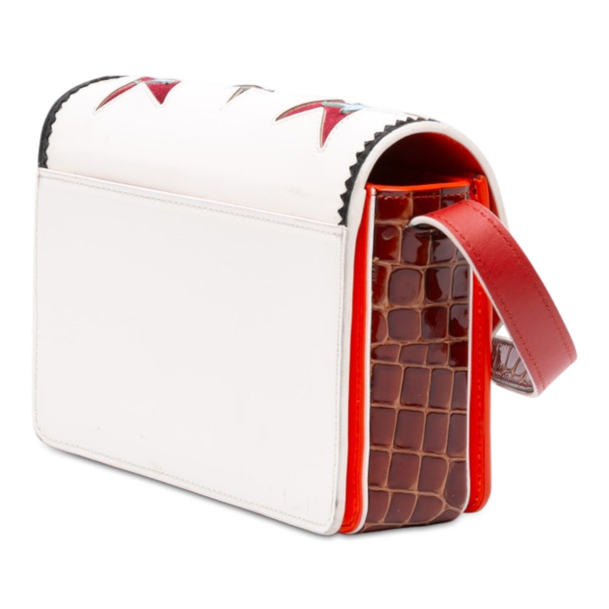 Christian Louboutin Small Croc Embossed Trimmed Crystal Embellished Leather Loubi54 Giddy Crossbody