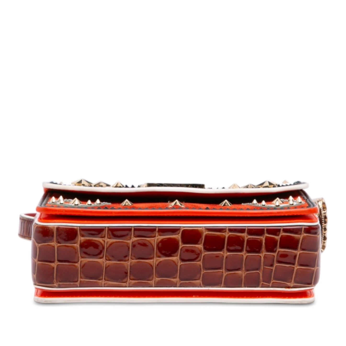 Christian Louboutin Small Croc Embossed Trimmed Crystal Embellished Leather Loubi54 Giddy Crossbody
