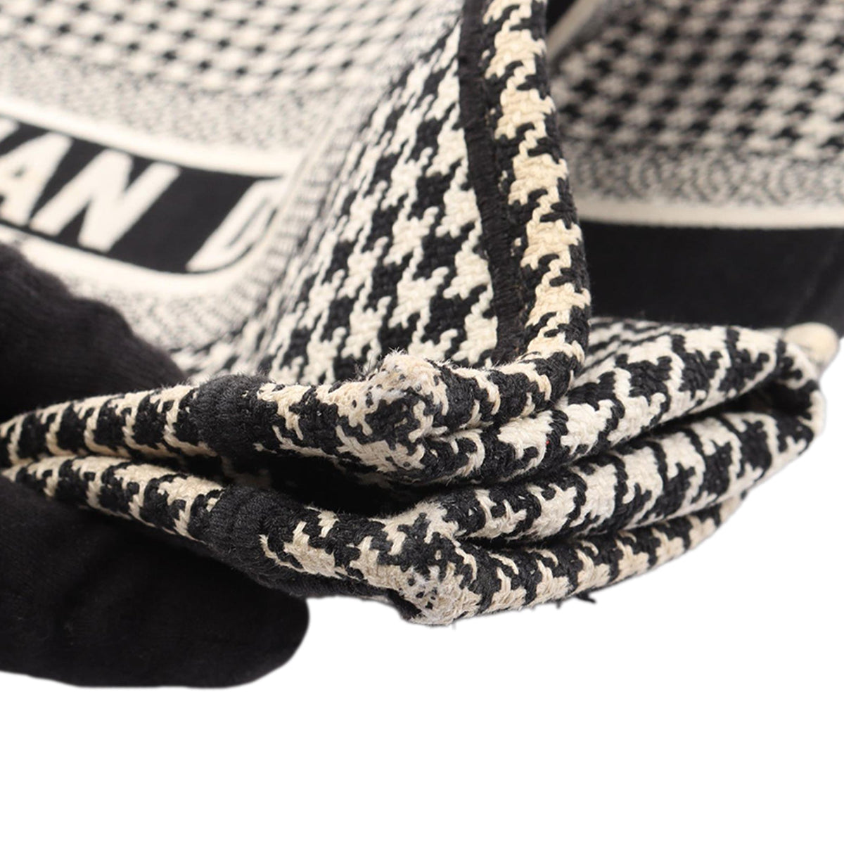 Dior Medium Canvas Houndstooth Embroidered Book Tote — Black