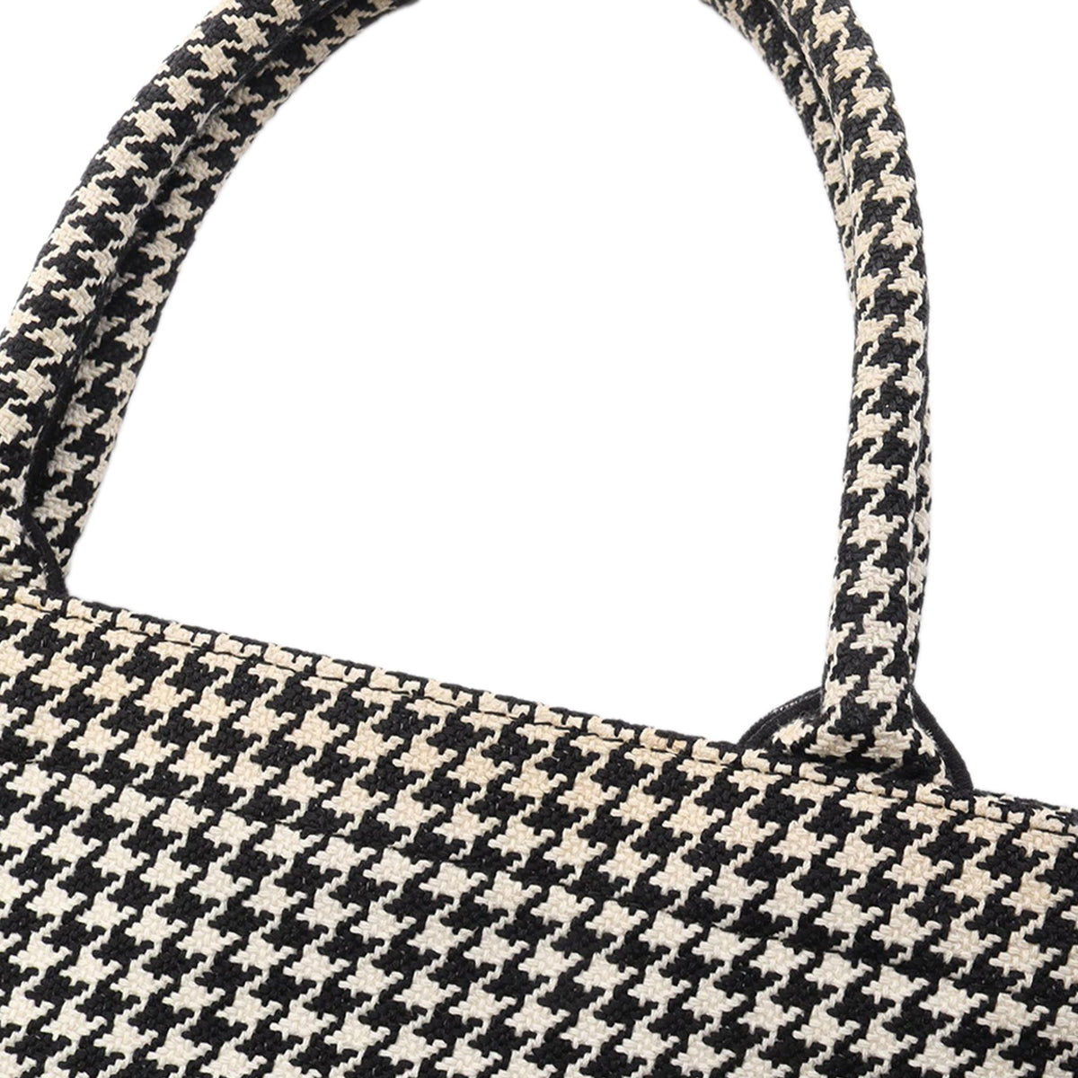 Dior Medium Canvas Houndstooth Embroidered Book Tote — Black