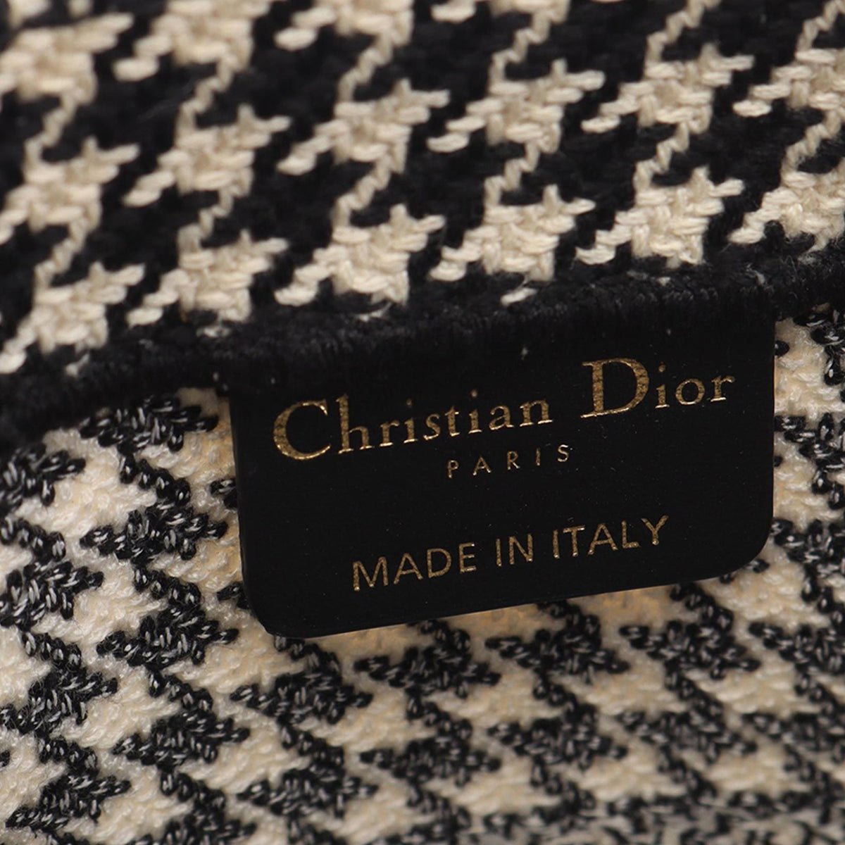 Dior Medium Canvas Houndstooth Embroidered Book Tote — Black
