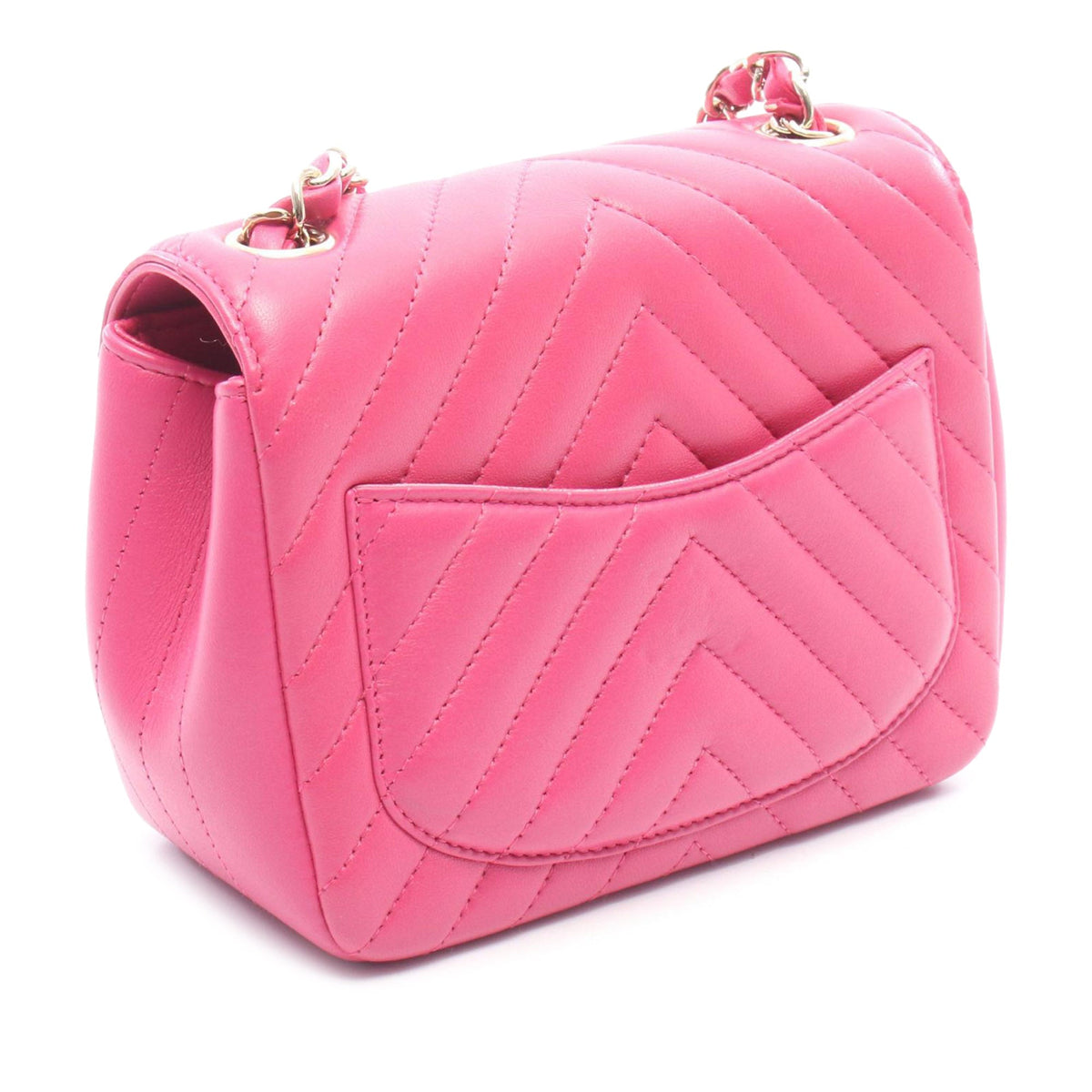 Chanel Mini Square Classic Chevron Lambskin Single Flap