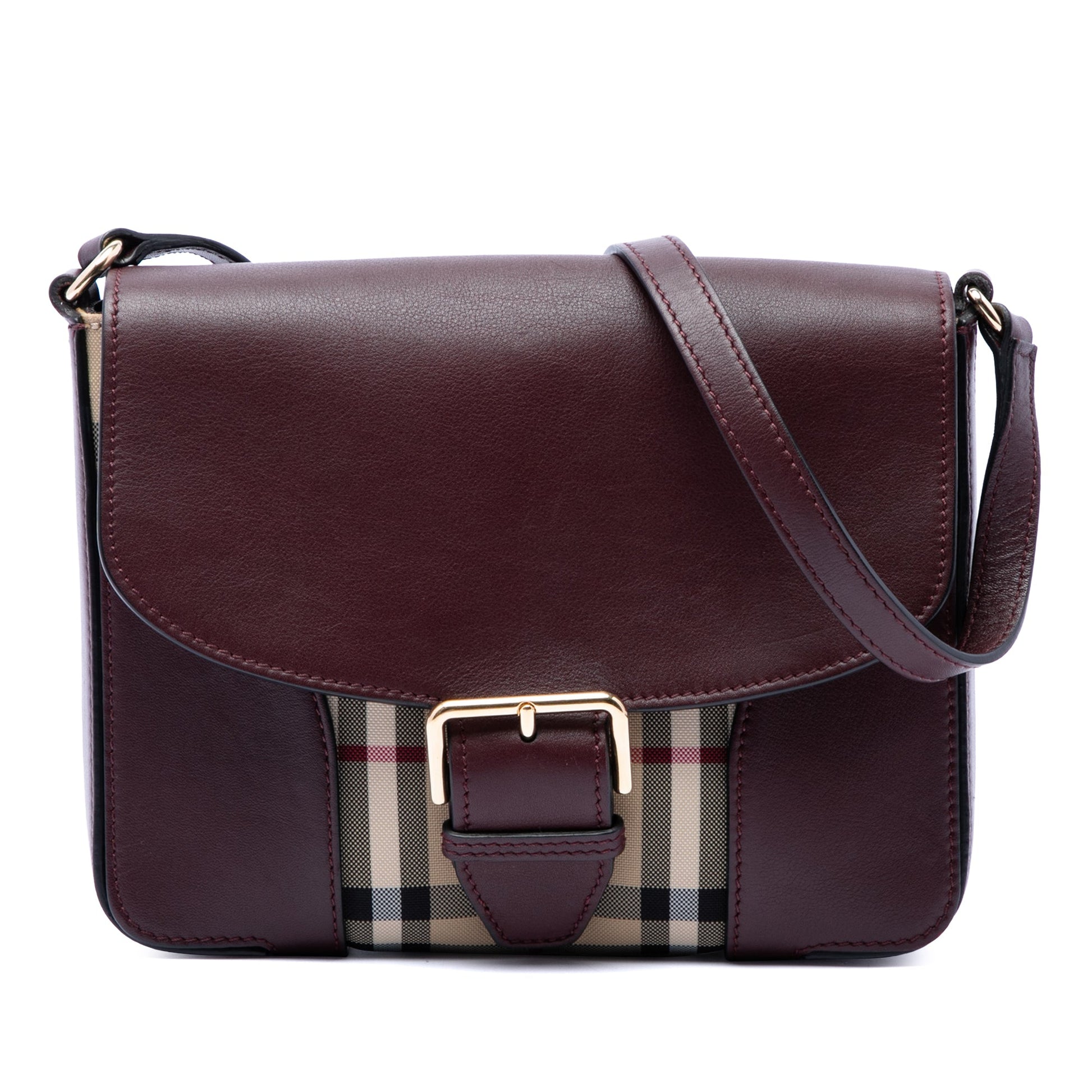Burberry Small Haymarket Check Nylon and Leather Dickens Crossbody