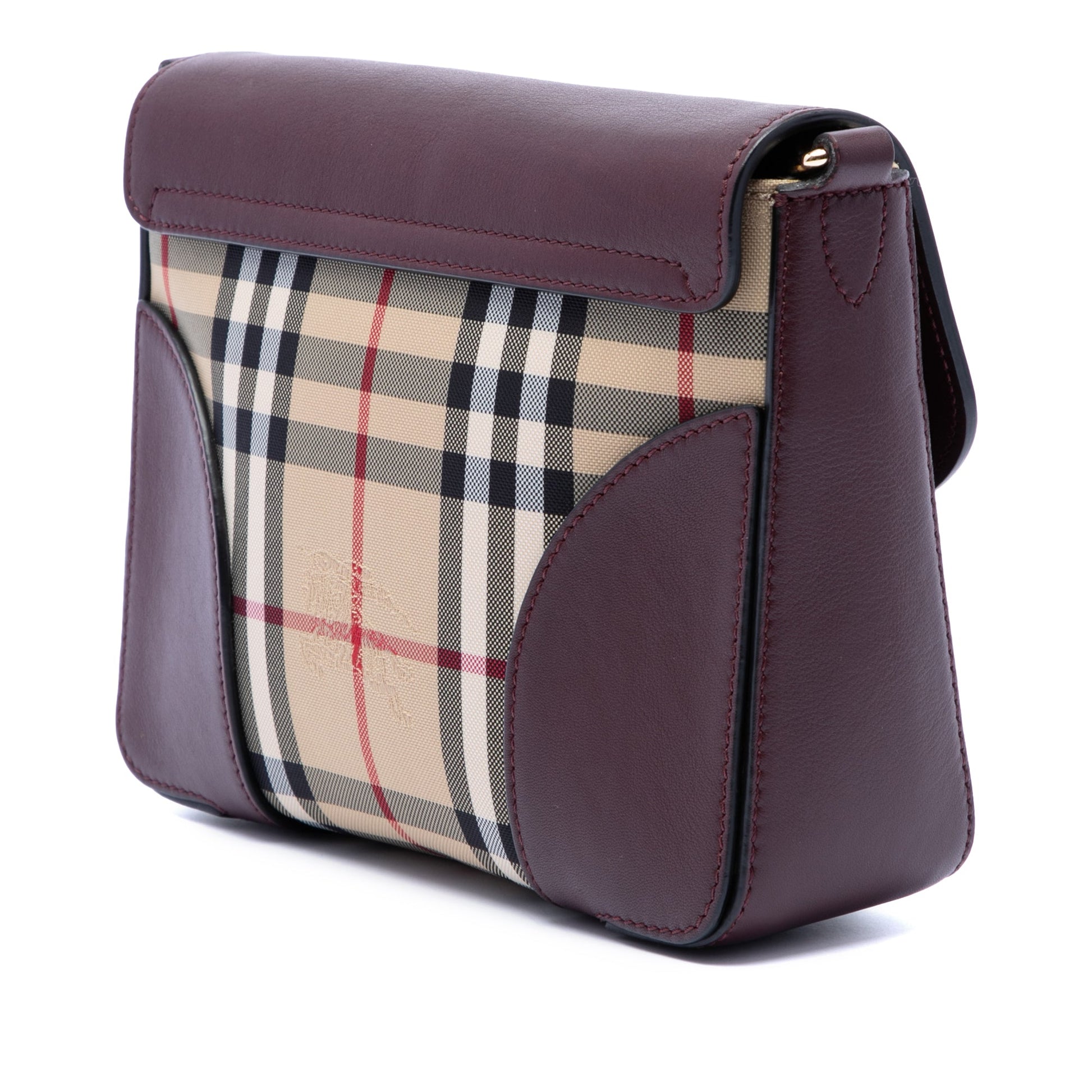 Burberry Small Haymarket Check Nylon and Leather Dickens Crossbody