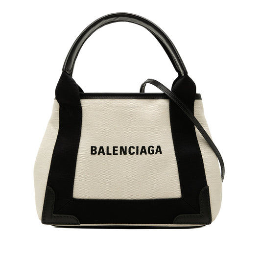 Balenciaga Canvas Navy Cabas Satchel XS