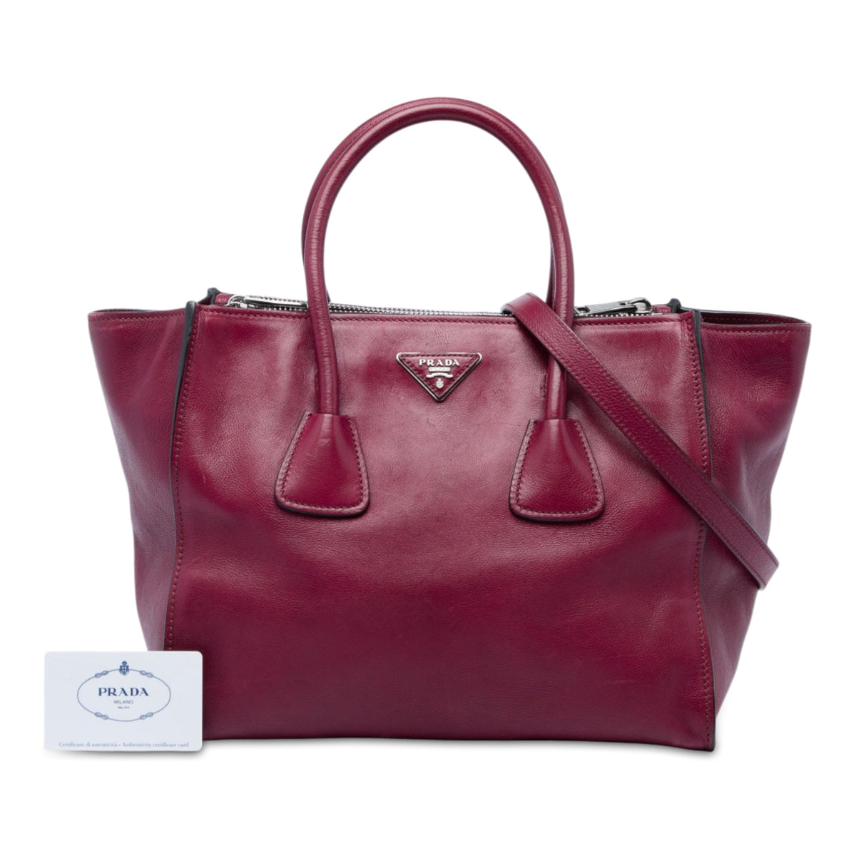 Prada Glace Calf Twin Pocket Double Handle Satchel