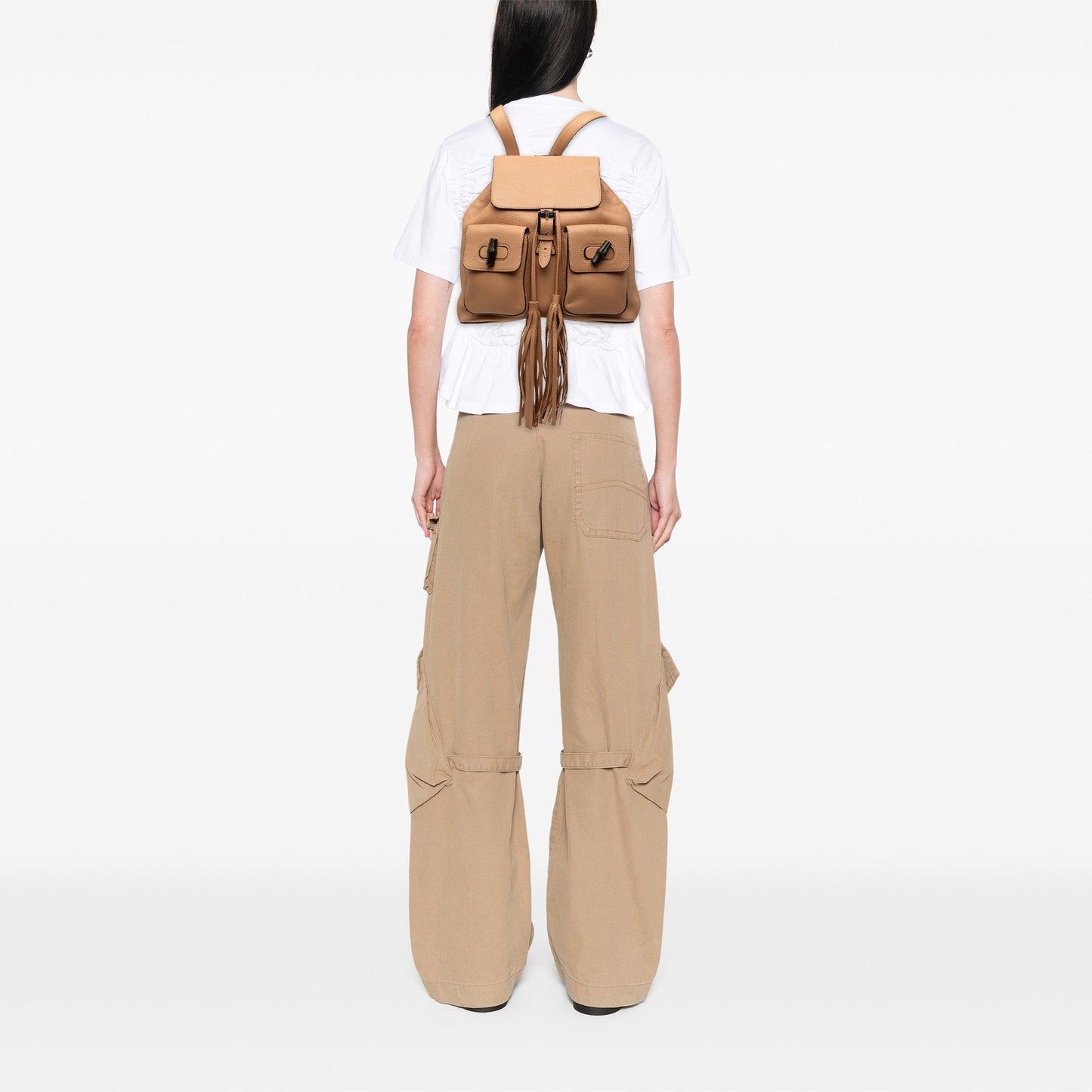 Gucci Leather Bamboo Tassel Backpack