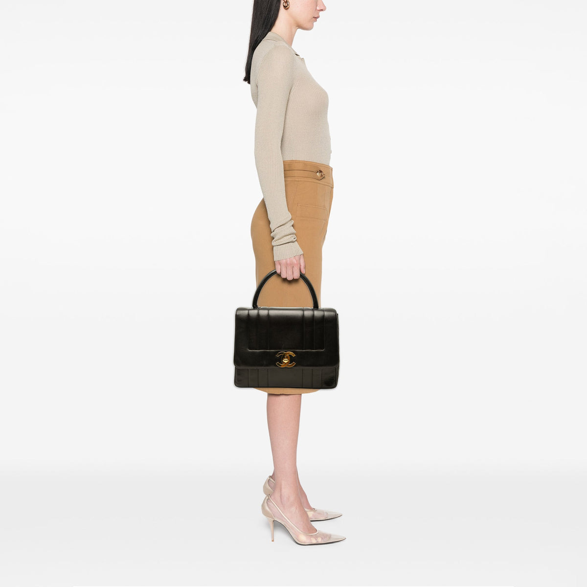 Chanel Lambskin Mademoiselle Kelly Top Handle Bag