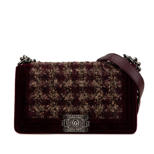 Chanel Old Medium Velvet and Tweed Boy Flap