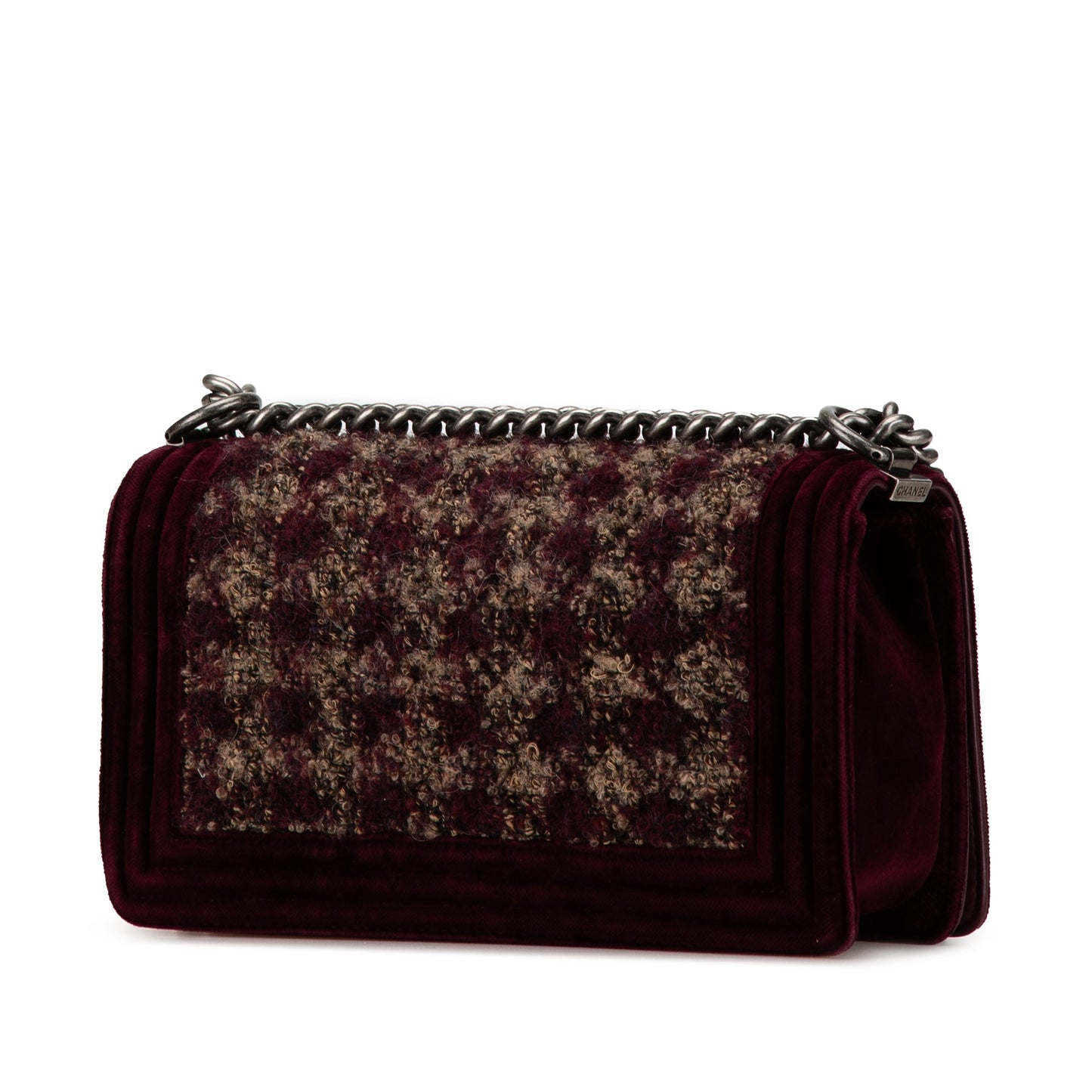 Chanel Old Medium Velvet and Tweed Boy Flap