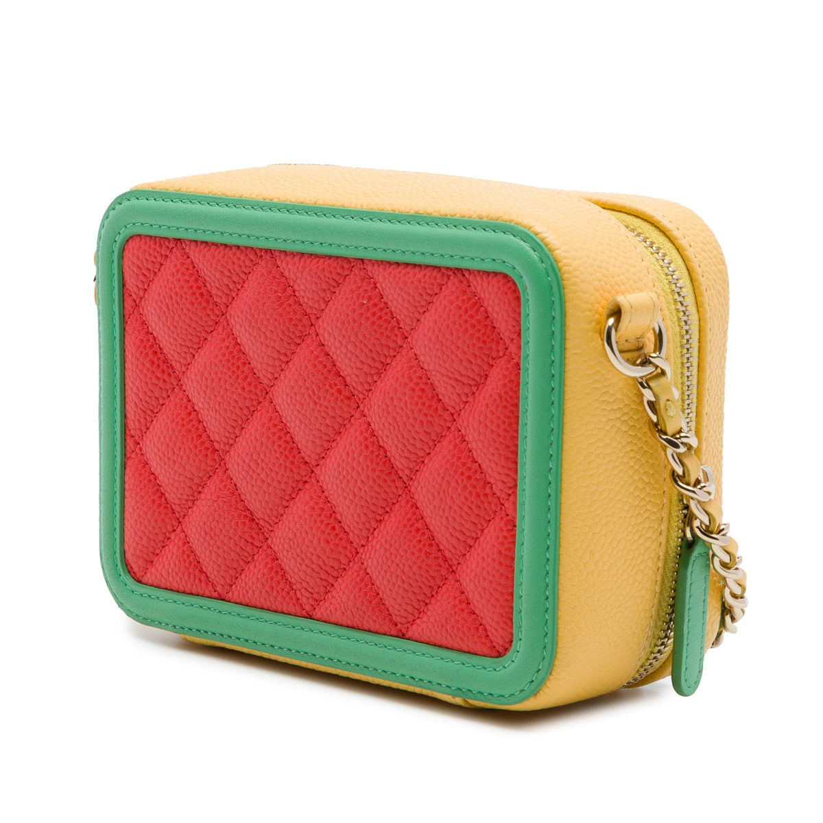 Chanel Mini Tricolor Caviar CC Filigree Vanity Case — Orange