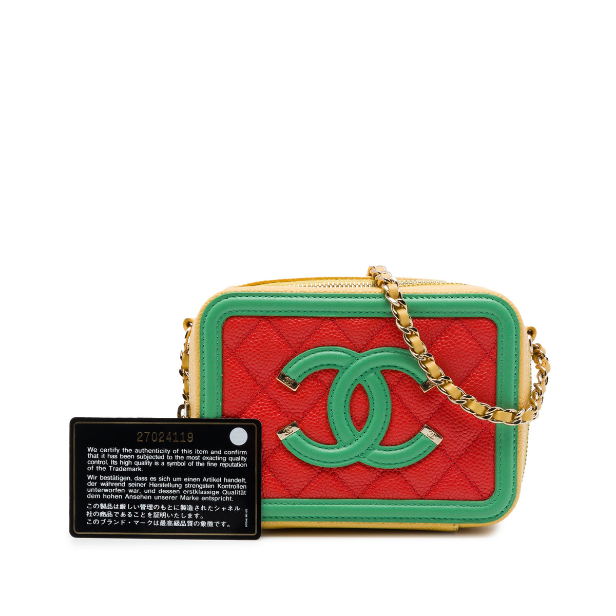 Chanel Mini Tricolor Caviar CC Filigree Vanity Case — Orange