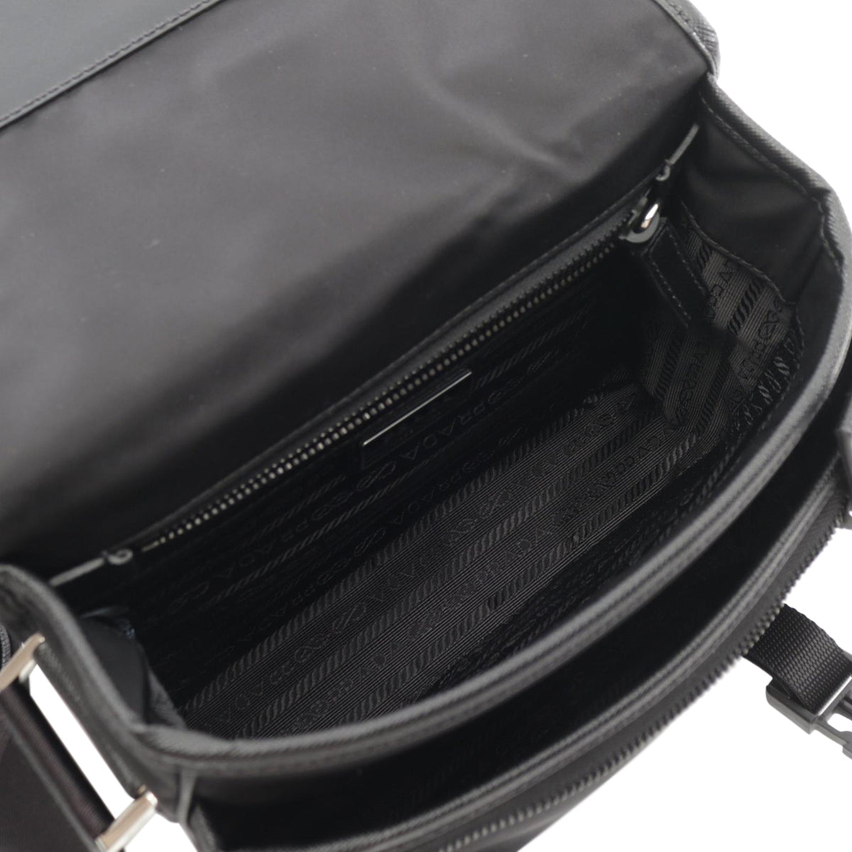 Prada Tessuto Zip Buckle Messenger Bag