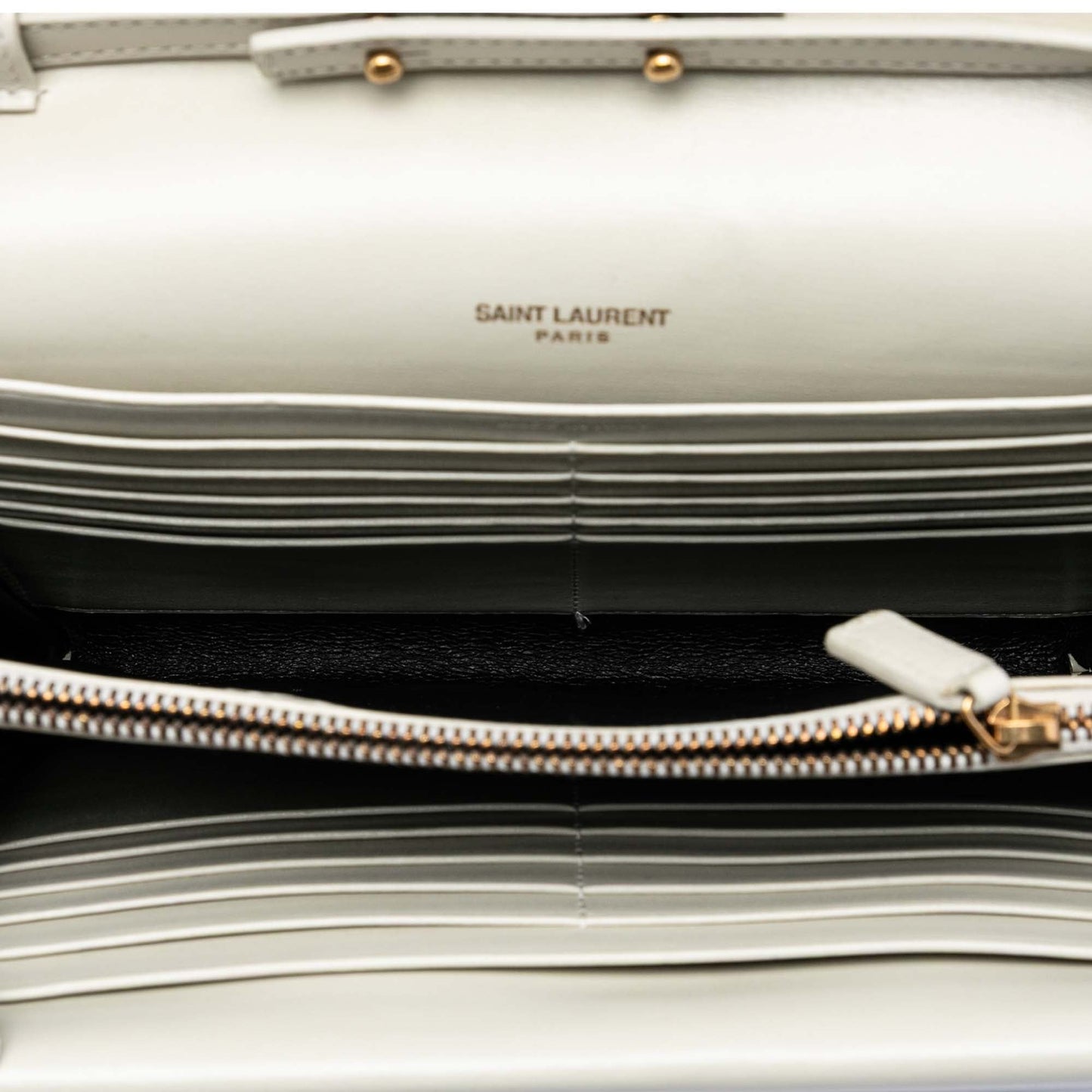 Saint Laurent Leather Monogram Sulpice Chain Wallet