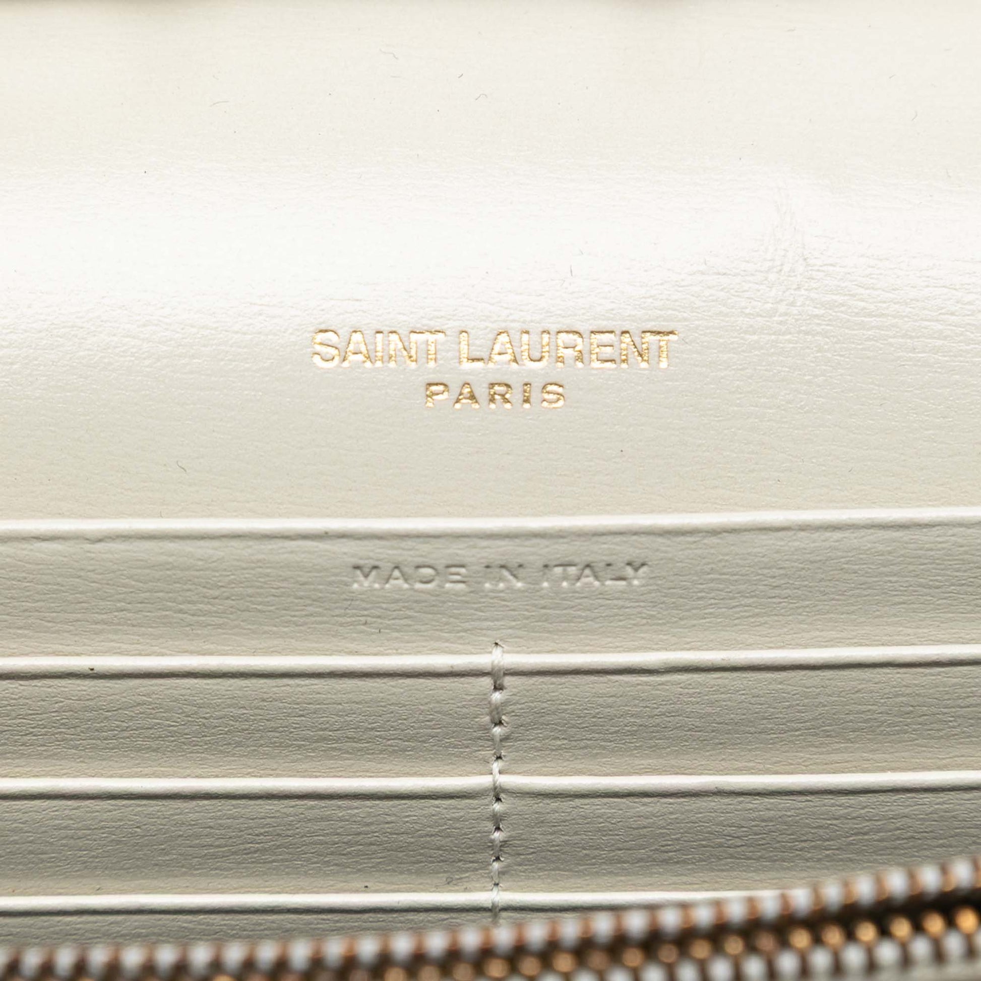 Saint Laurent Leather Monogram Sulpice Chain Wallet
