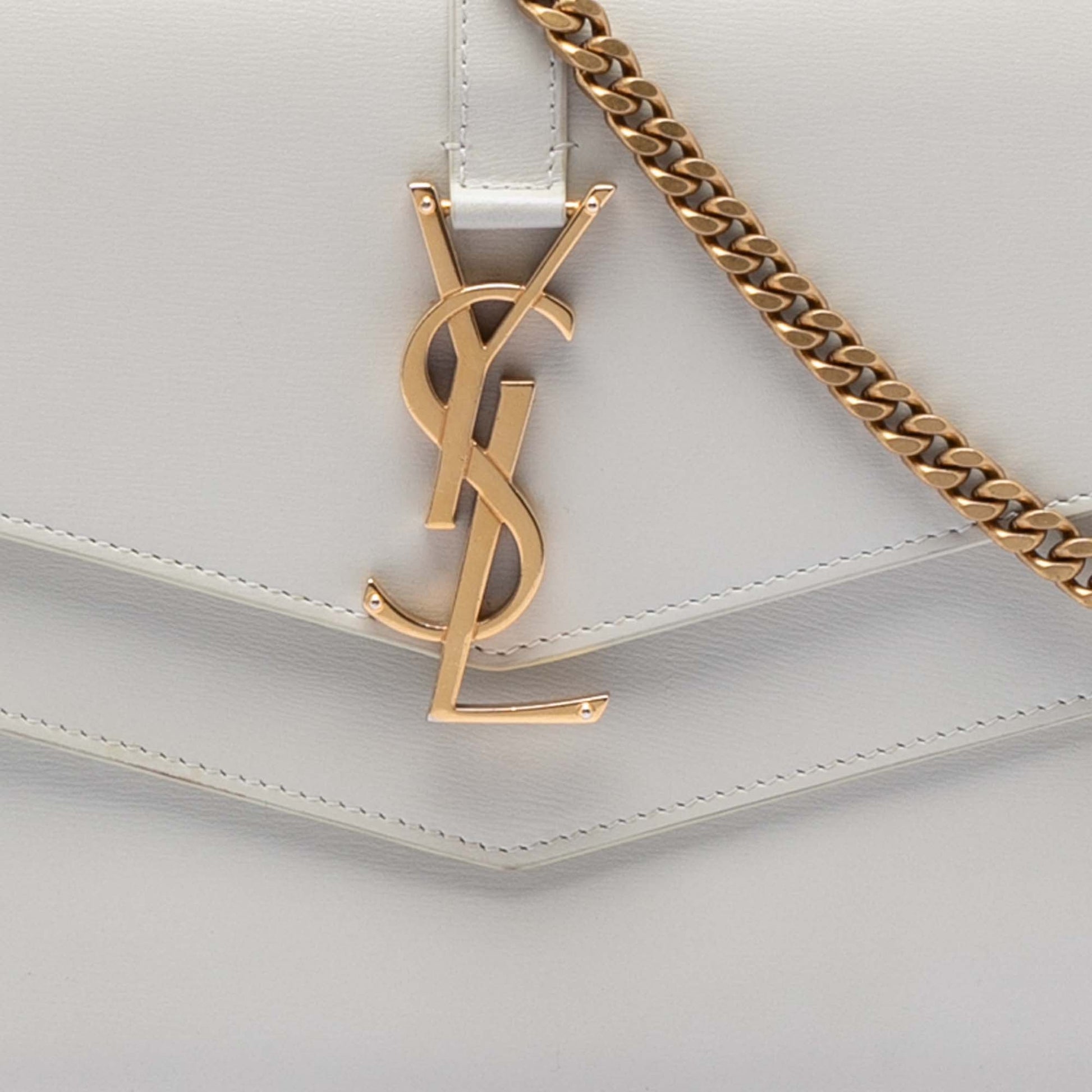 Saint Laurent Leather Monogram Sulpice Chain Wallet