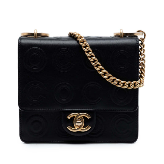 Chanel Mini Square Calfskin Coco Embossed Flap