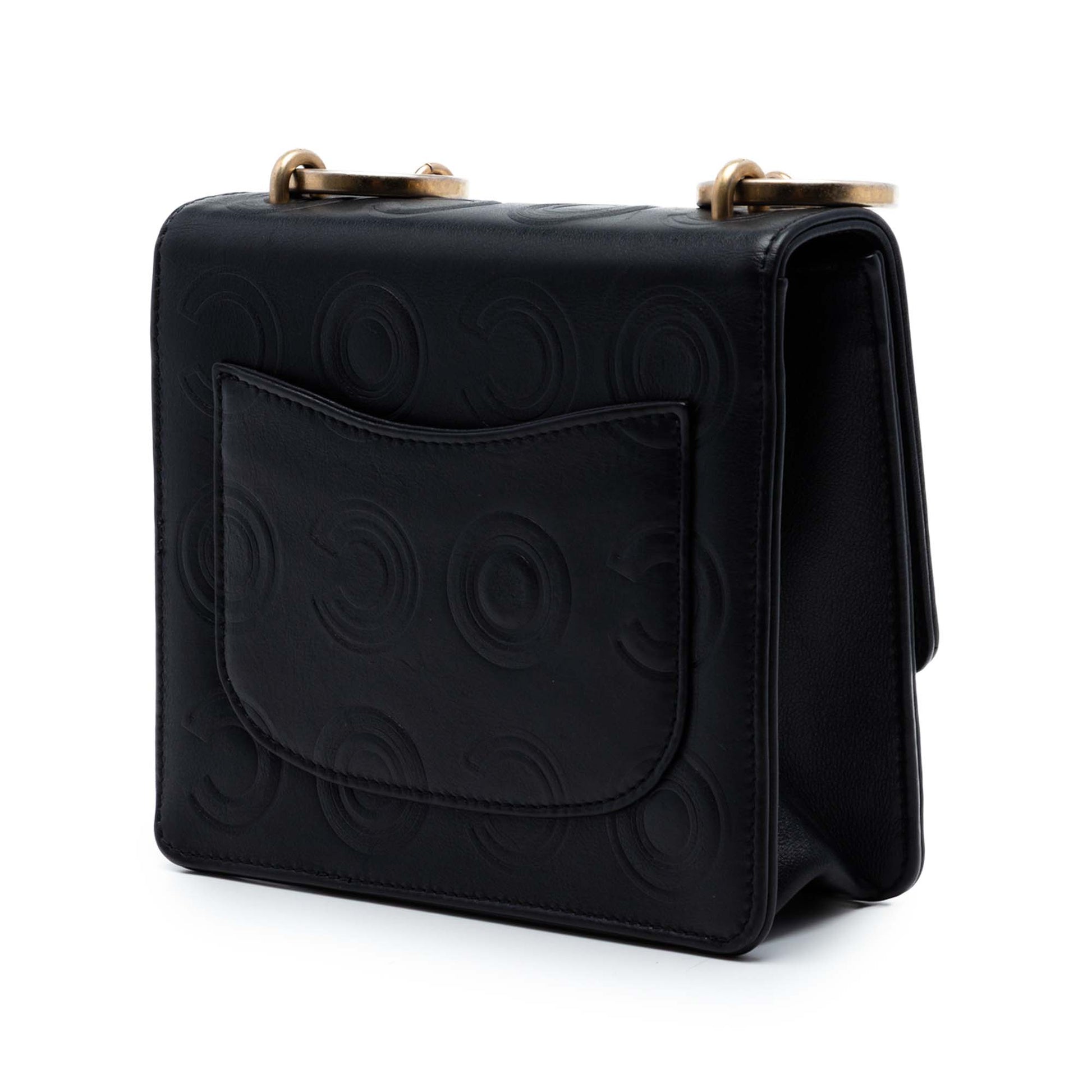 Chanel Mini Square Calfskin Coco Embossed Flap