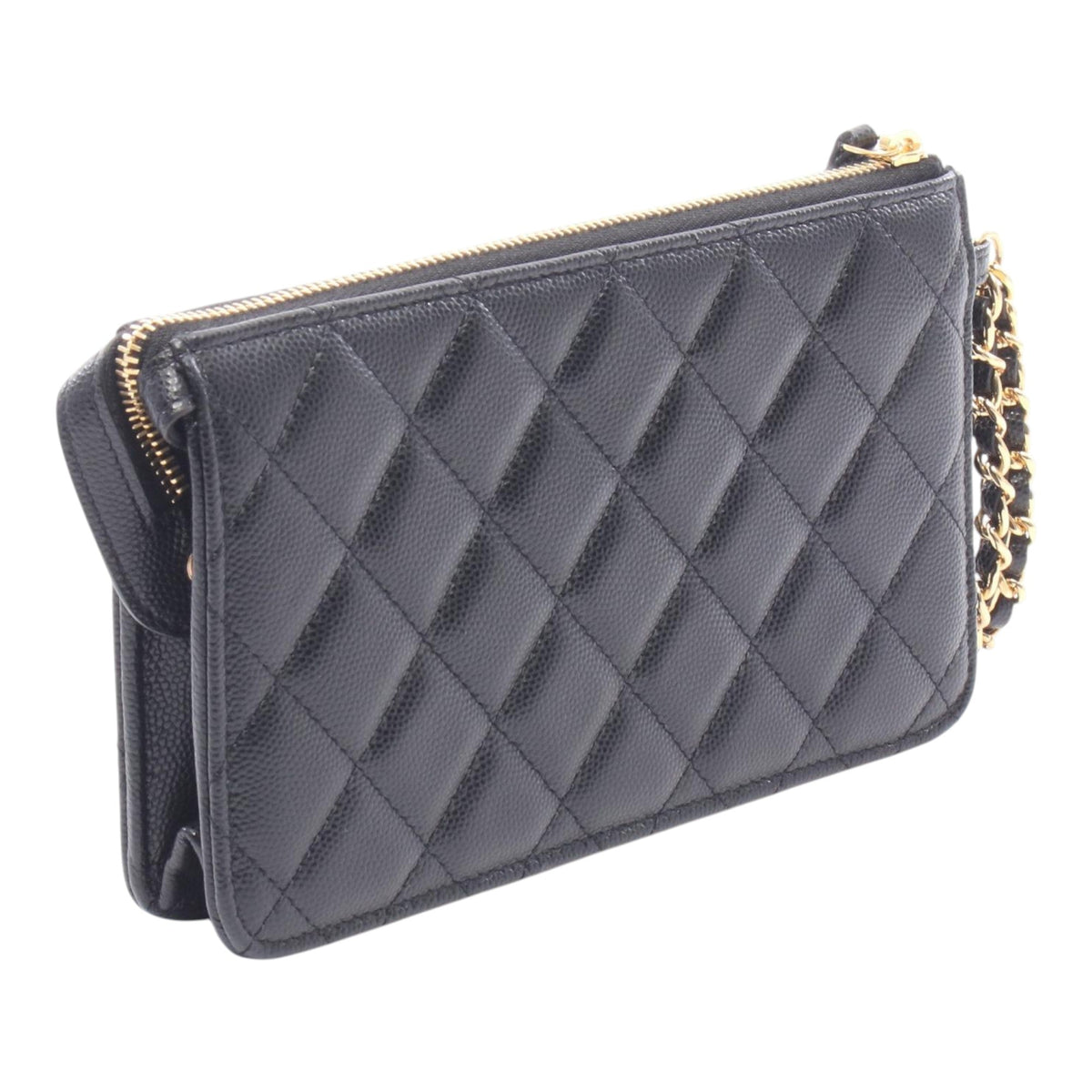 Chanel Quilted Caviar Polly Pocket Wristlet Pouch