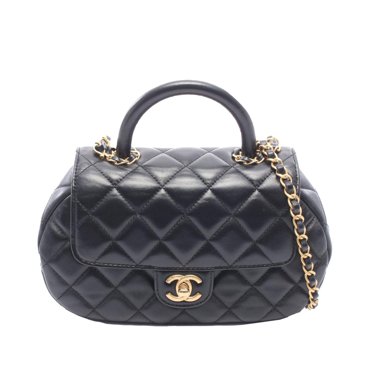 Chanel CC Quilted Lambskin Top Handle Flap