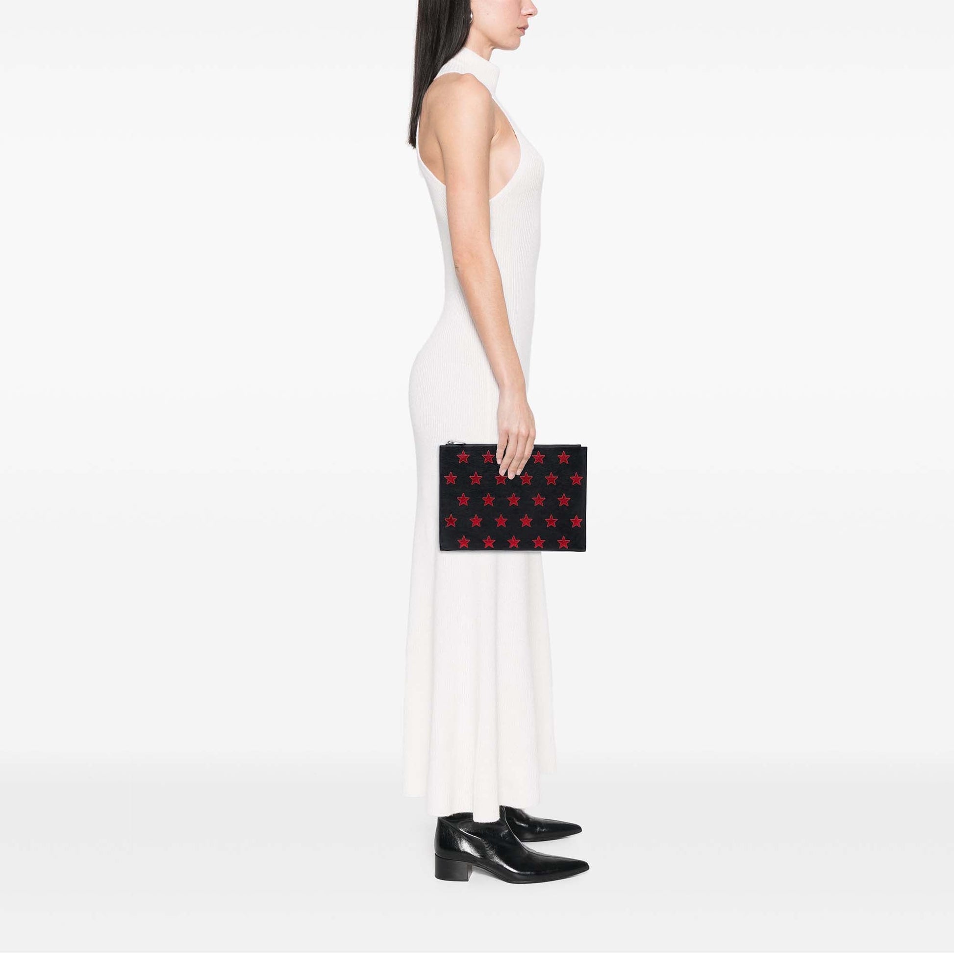 Saint Laurent Leather Star Rider Tablet Pouch