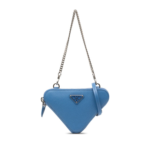 Prada Mini Saffiano Lux Double Triangle Satchel — Blue