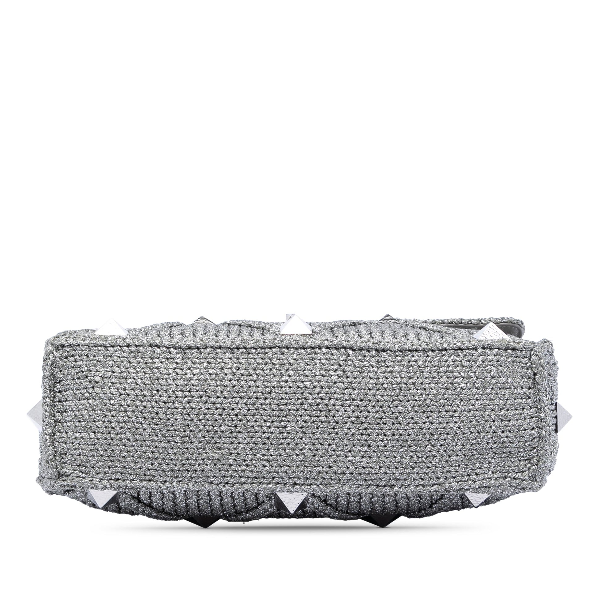 Valentino Large Metallic Knit Roman Stud Satchel