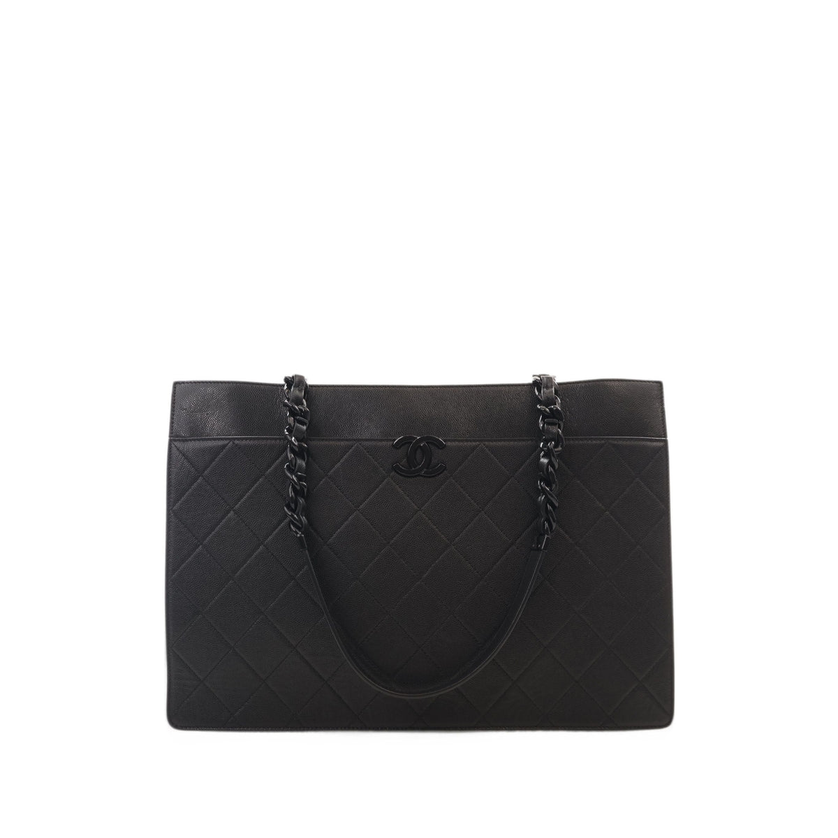 Chanel Large Quilted Caviar My Everything Shopping Tote — Black