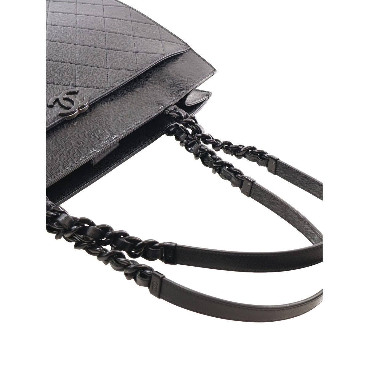 Chanel Large Quilted Caviar My Everything Shopping Tote — Black