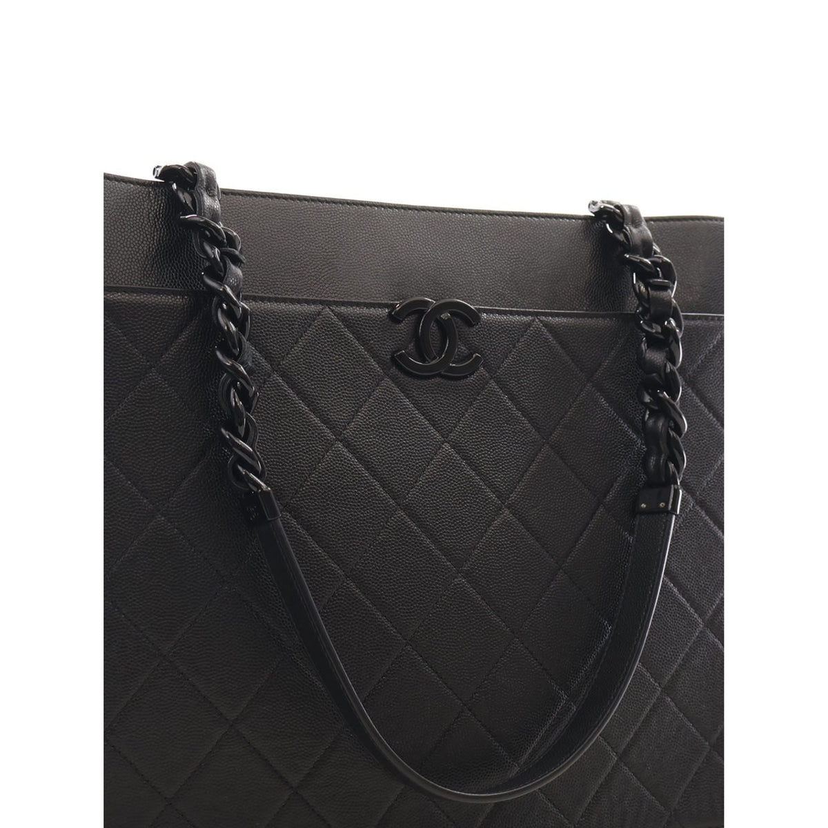 Chanel Large Quilted Caviar My Everything Shopping Tote — Black