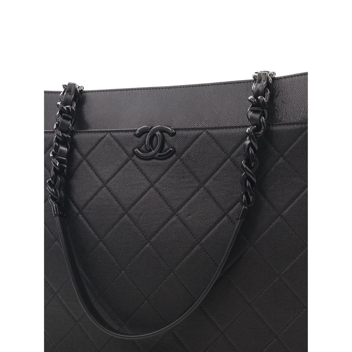 Chanel Large Quilted Caviar My Everything Shopping Tote — Black