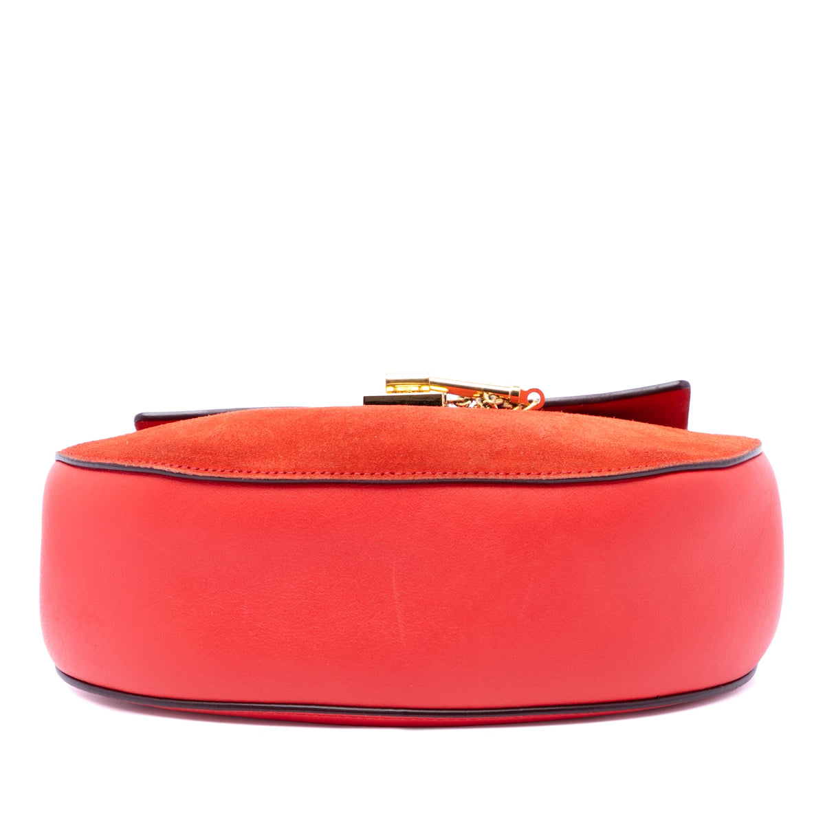 Chloé Small Suede and Calfskin Drew Crossbody — Red