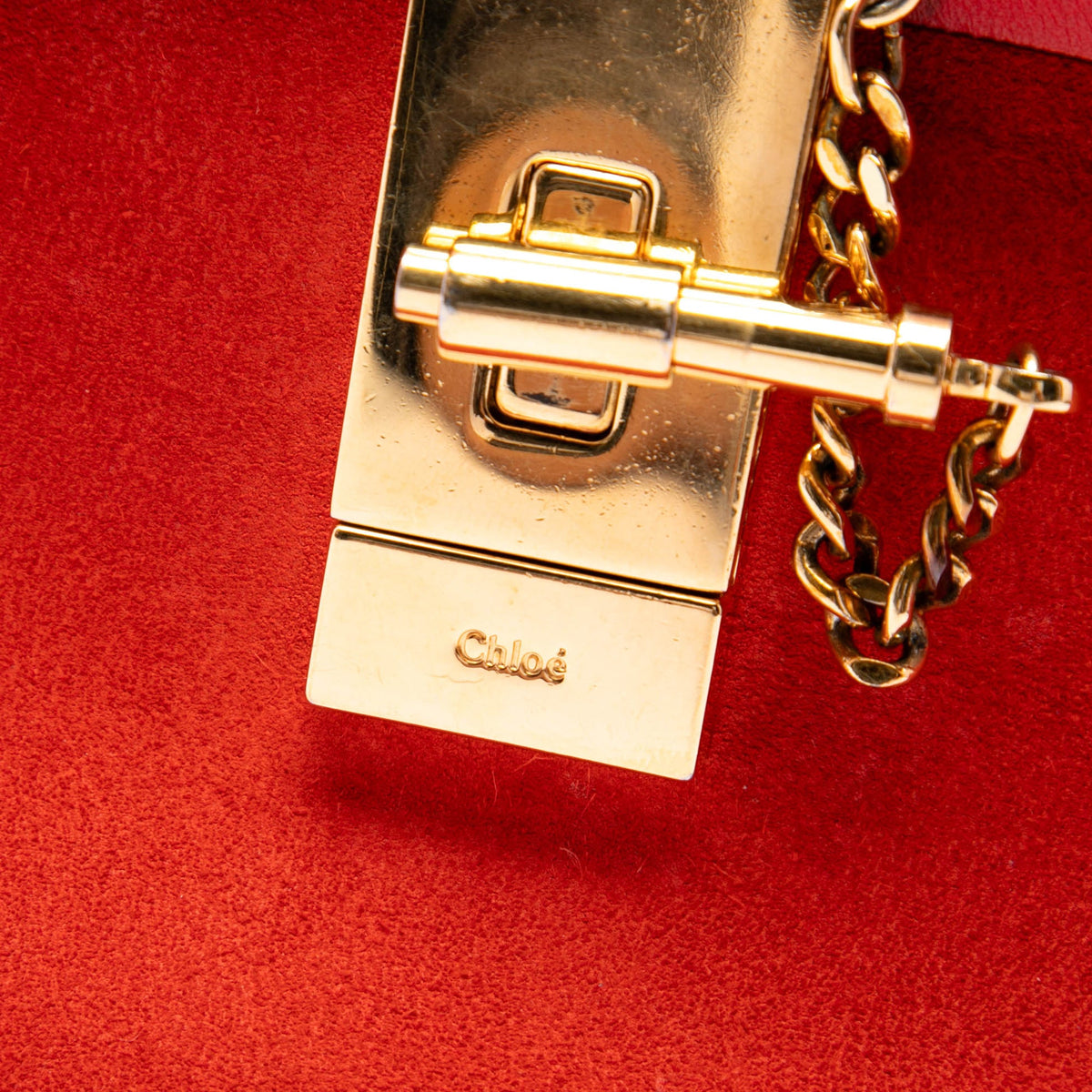 Chloé Small Suede and Calfskin Drew Crossbody — Red
