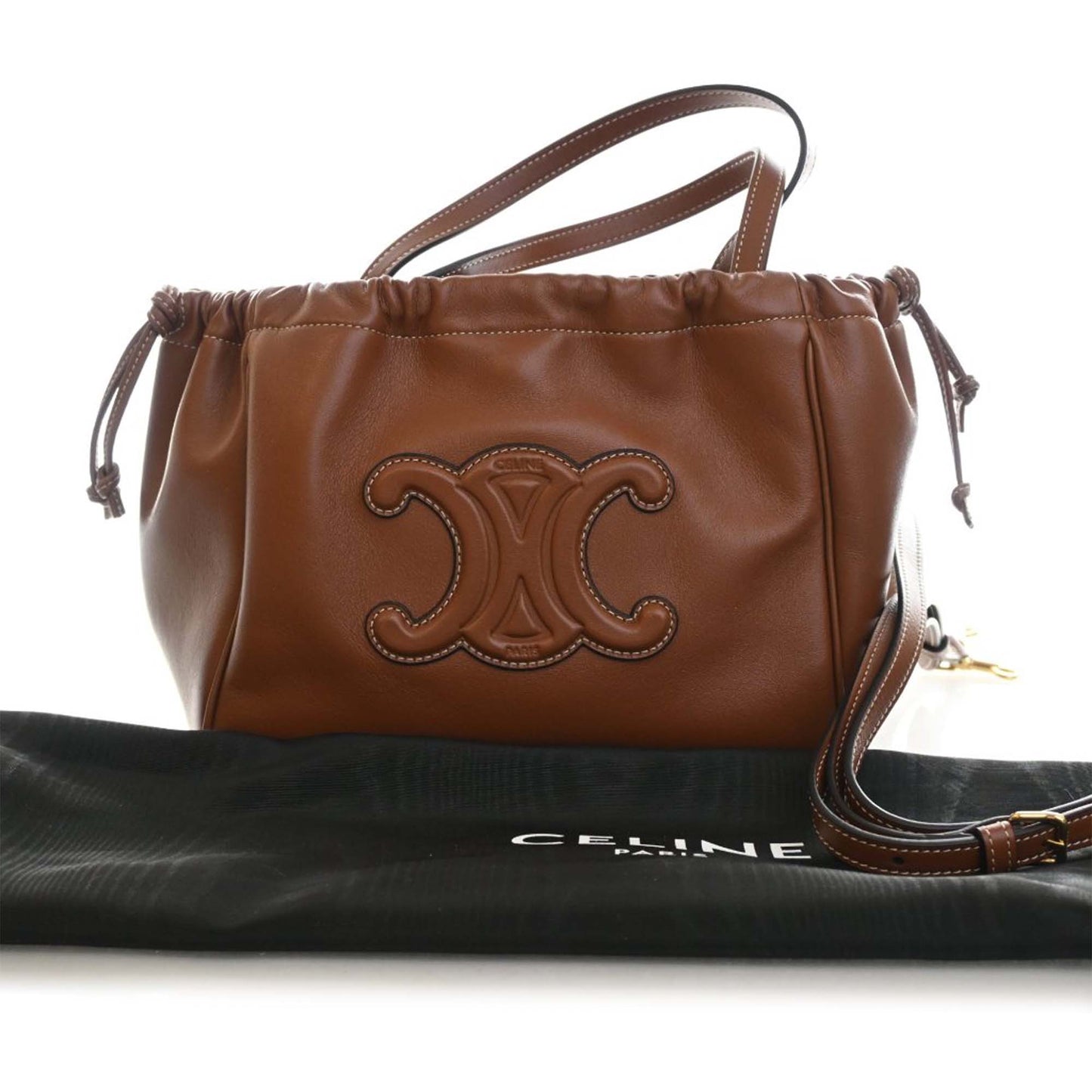 Celine Small Calfskin Cuir Triomphe Cabas Drawstring Satchel