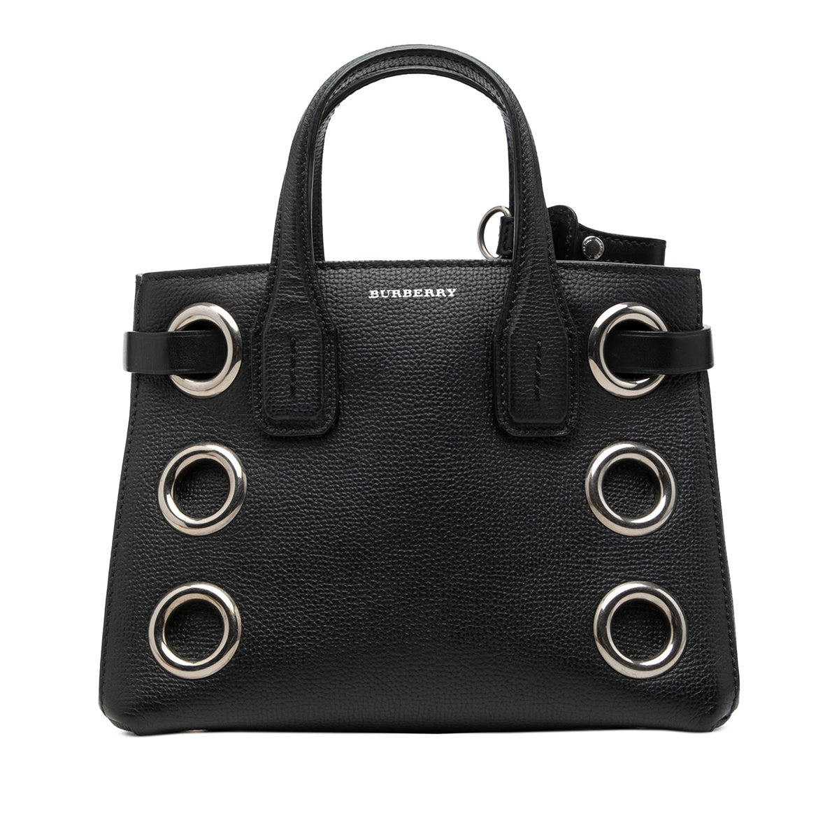 Burberry Baby Grained Calfskin Grommet Banner Satchel — Black