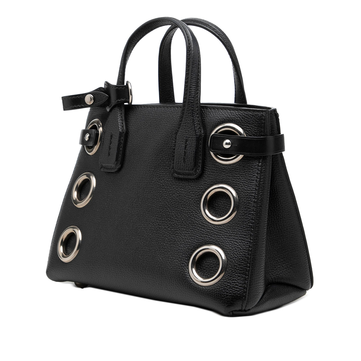 Burberry Baby Grained Calfskin Grommet Banner Satchel — Black